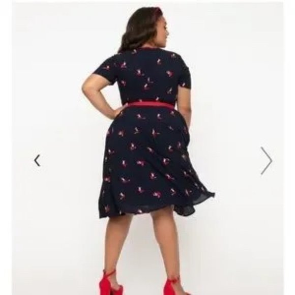 Unique Vintage, Fox and Navy Estelle Swing Dress - Picture 3 of 3